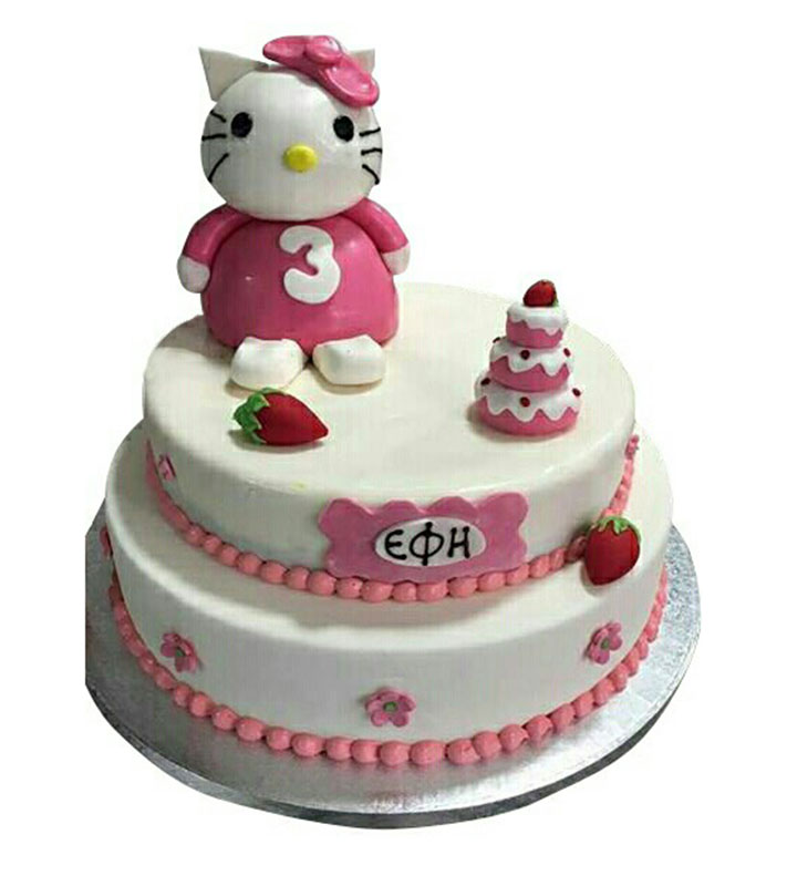 Τούρτα Hello Kitty με ζαχαρόπαστα Τούρτα από ζαχαρόπαστα σε σχήμα Hello Kitty